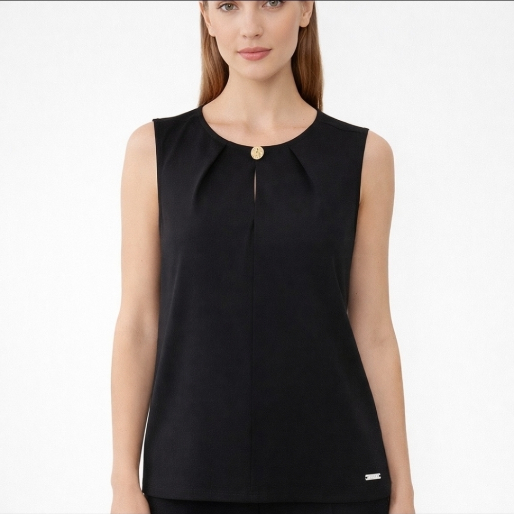 Mohito Collection Black Sleeveless Pleated Neckline Blouse Size S
